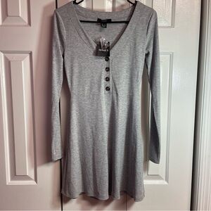 NWT - Forever‎ 21 Grey Ribbed Knit Dress size Small E3
